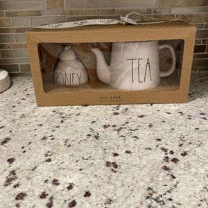 Rae Dunn Honey and Teapot Set